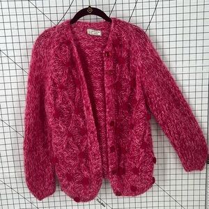 Vintage hand knitted in Italy wool bohemian cardigan sweater 0S